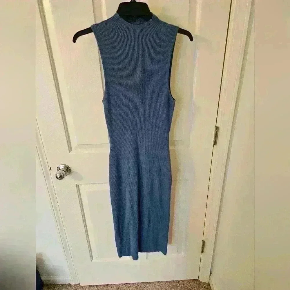 Aritzia Babaton Compose Sleeveless Dress Knit Cut-Out Midi Slab Dress Size L
